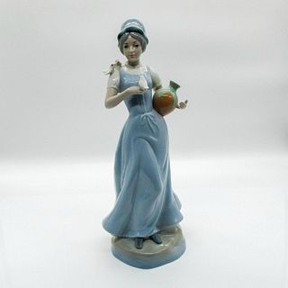 Vintage Spanish Porcegama Glossy Figurine, Woman With Birds