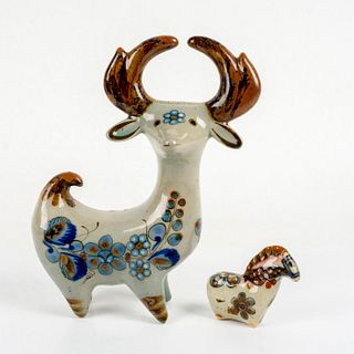 2pc Ken Edwards Stoneware Pottery Figures, Animals