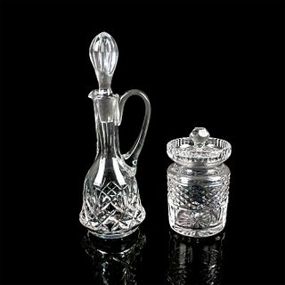 2pc Waterford/Galway Crystal Lidded Jelly Jar and Oil Cruet