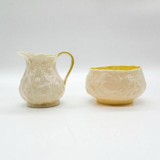 2pc Vintage Belleek Porcelain Set, Bowl/Mini Creamer