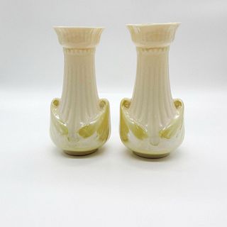 2pc Vintage Belleek Porcelain Vase Set