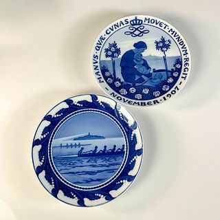 2pc Royal Copenhagen Porcelain Memorial Plates
