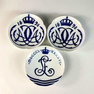 3pc Antique Royal Copenhagen Memorial Plates