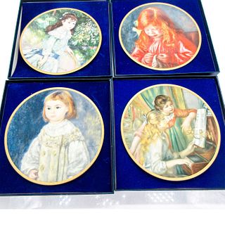 4pc Vintage Pickard China Plates, Children Of Renoir