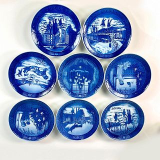 8pc Royal Copenhagen Porcelain Christmas Plates