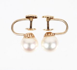 14K Cultured Pearl Earrings