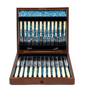 24pc Harrison Brothers and Howson Sterling and Bone Set