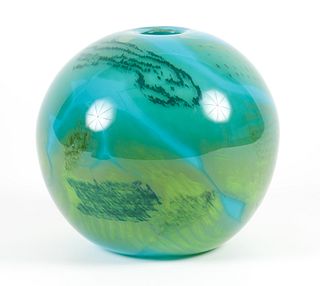 Heather McElwee 2002 graal glass vase Riverscape