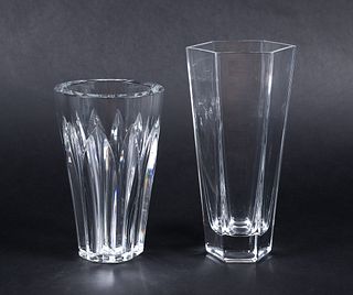 Tiffany and Baccarat Clear Crystal Vases