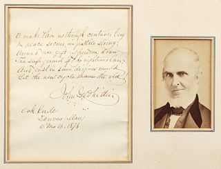 John G. Whittier 1876 handwritten Poem with Photo