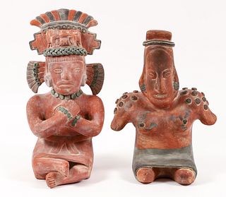 2 Pre-Columbian Seated Ceramic Figures