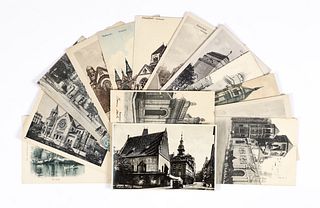 14 early 20th century Postcards European Synagogues