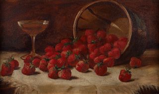 Still Life with Strawberries and Wine Glass Early 20th
