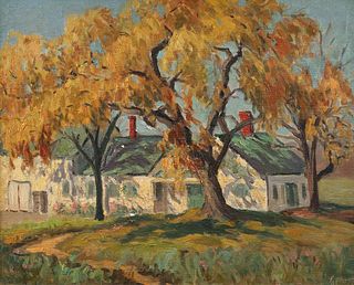 G. Morris Oil Autumn Landscape with House