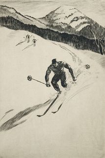 Yngve E Soderberg vintage ski etching On The Turn
