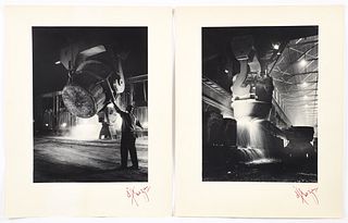 2 vintage Arthur d'Arazien Steelmaking Interior photographs