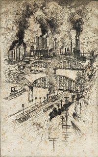 Joseph Pennell On the Way to Bessemer 1908 etching