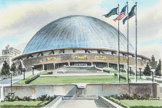 Robert R. Young watercolor Civic Arena Auditorium
