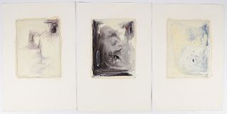 3 Sarah Amos 1995 Untitled Beige, Grey and Black Monoprints 