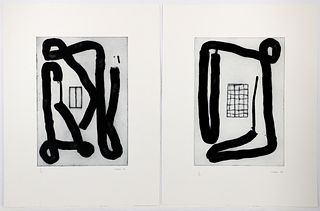 Rolf Urban 1998 two Untitled etchings