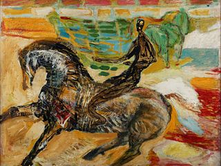 Paul Wherry Rider and Horse Oil on Panel 1950s