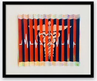 E.M. Zax One-Of-A-Kind 3D Polymorph Mixed Media On Paper "In Tribute to Medicine"