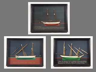 (3) Model Spanish Galleons in Shadow Boxes.