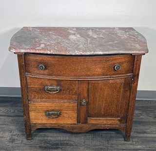 MARBLE TOP OAK DRY SINK CHEST