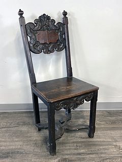 ANTIQUE CARVED WOODEN SIDE CHAIR