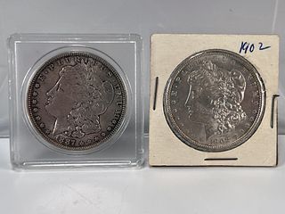 1887 AND 1902 P MORGAN SILVER DOLLARS 