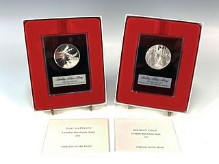 2 FRANKLIN MINT LIMITED EDITION STERLING PROOF HOLIDAY COINS
