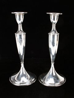 TWO TALL S. KIRK & SON STERLING SILVER CANDLESTICKS STERLING