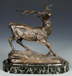 French Bronze Figural Deer Sculpture