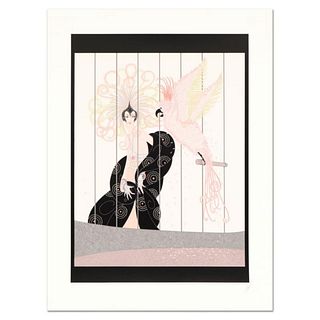 Erte (1892-1990), "The Bird Cage" Limited Edition Serigraph, Numbered and Hand Signed with Certificate of Authenticity.