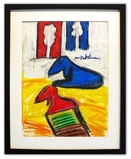 Menashe Kadishman- Pastel on Paper "Untitled"