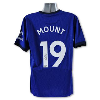 Chelsea F.C. Jersey (Home) Autographed by Professional Footballer, Mason Mount with Certificate of Authenticity.