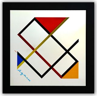 Yaacov Agam- Color Serigraph with Pigments on Glass Mirror "Homage to Mondrian"