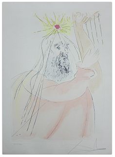 Salvador Dali- Watercolor on Etching "King David"