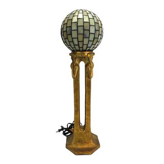 Art Nouveau Style Leaded Glass Ball Lamp