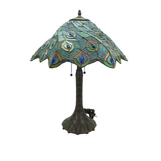 Vintage Art Nouveau Leaded Glass Lamp