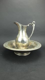 19th C. Reed and Barton Pitcher & Wash Bowl