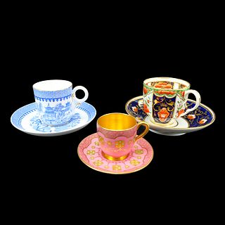 Three Vintage Porcelain Cup and Saucer Set