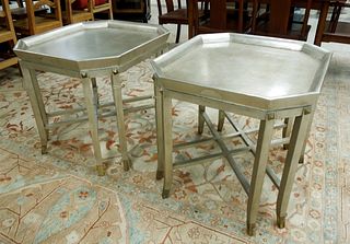 Pair of Contemporary Painted Silvered Side Tables.