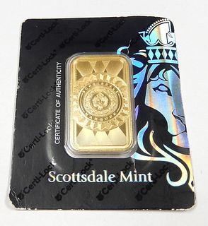 Scottsdale Mint Fine Gold 1 Troy Ounce Bar.