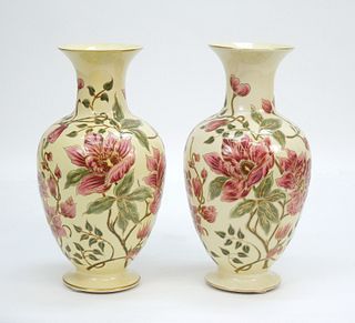 Pair of Zsolnay Hungary Porcelain Vases.