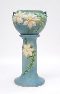 Roseville Pottery Clematis Jardiniere on Stand.