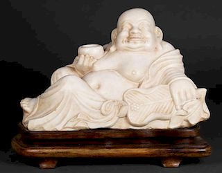 Finely Carved Marble Budai Sculpture