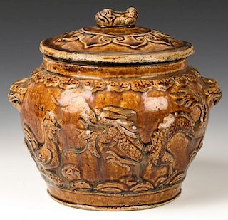 Antique South Asian Glazed Cachepot