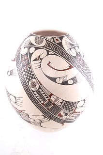 Mata Ortiz Polychrome Pottery Vessel by I. Flores