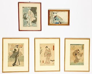 Group of 5 Framed Japanese Prints by Various Artists
